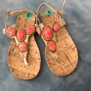 Beautiful sandals gold and pink